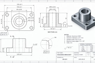 create 2d technical drawings for manufacturing