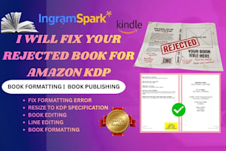 fix rejected book for kdp publishing, copyedit kdp final proofreading