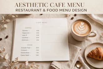 design aesthetic cafe and restaurant social media post and menu
