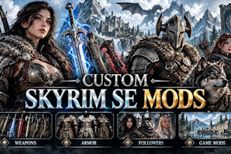 create custom skyrim se as mods, weapons, armor, followers and game mods