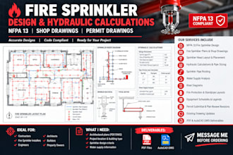 design nfpa 13 fire sprinkler shop drawings and hydraulic calculations