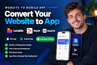 convert website to app lovable replit ai base44 ios android app store publish