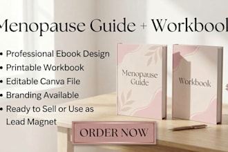 create a professional menopause,perimenopause guide ebook and workbook