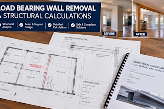 design load bearing wall removal and provide structural calculations