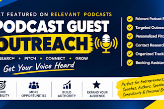 do podcast guest outreach, podcast booking and podcast pitching