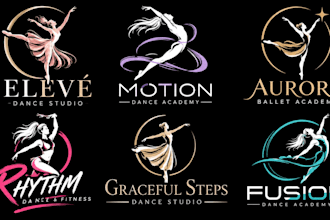design a professional dancing, studio, academy, ballet, or fitness dance logo