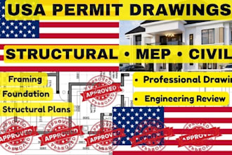 permit drawing, engineer stamp, structural engineer, mep for ok fl MD nc nm USA