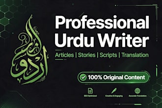 write professional urdu articles,stories and scripts