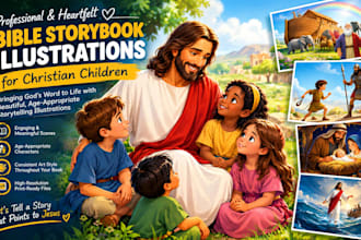 illustrate bible storybooks for christian children with appropriate character