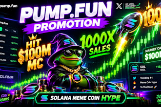 hit 100m sol pump token 1000x sales pumpfun solana promotion meme coin promotion