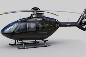 build custom 3d helicopter model for simulator game, functional aircraft cockpit
