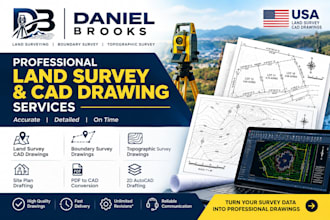handle USA land survey, boundary survey and topographic survey drawings
