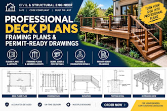 create professional deck plans, framing plans and permit ready structural