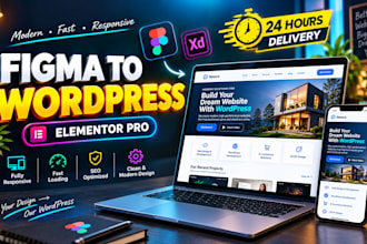 convert figma, canva, or xd to elementor pro responsive wordpress website