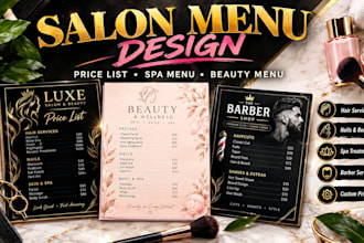 design salon price list spa menu barber and beauty price list