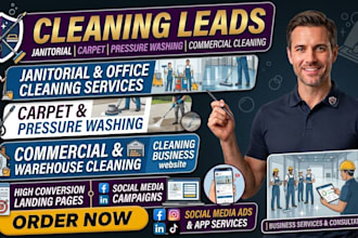 clean house leads janitorial carpet pressure washing commercial cleaning website