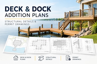 design deck and dock permit ready plans, structural and framing drawings