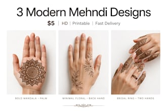 create custom henna mehndi designs for bridal and party