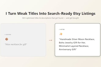 write SEO optimized etsy product titles and descriptions