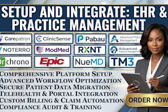 setup carepatron clinicsense pabau noterro modmed rxnt drchrono epic nuemd tm3