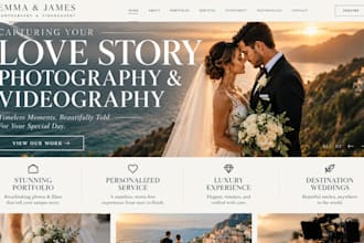design a luxury squarespace website for wedding photographers and videographers
