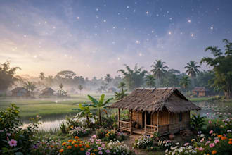 create realistic ai bangladesh village and nature art in 4k