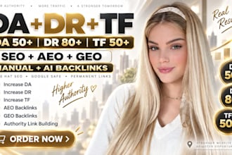 build backlinks for higher da DR tf and GEO visibility
