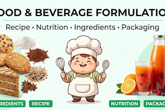 develop food and beverage formulations and recipes