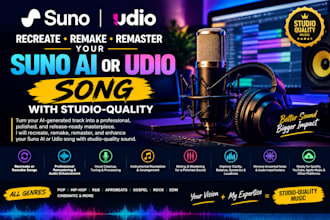 recreate, remake, and remaster your suno ai song, udio, with studio quality