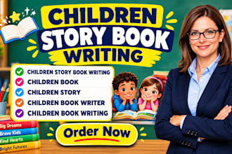 write children story book, kids story, children book and picture book