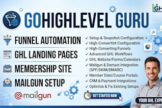 setup gohighlevel funnel automation ghl landing pages membership site mailgun