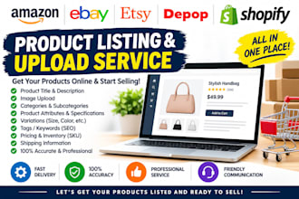 upload and list products on amazon, ebay, etsy, depop and shopify