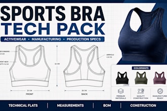 do sports bra tech pack,activewear,denim wears,sportswear for manufacturing