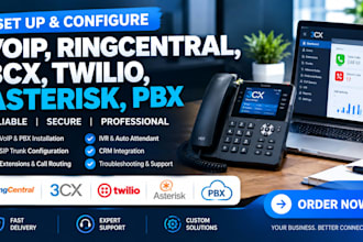set up voip, ringcentral, 3cx, twilio, asterisk, pbx