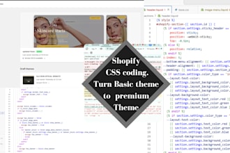 custom code shopify theme, build premium level features and sections using code