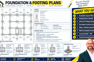 draw foundation plans footing details structural permit drawings