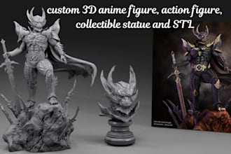 sculpt custom 3d anime figure, action figure, collectible statue, stl 3d print