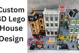 custom 3d lego design 3d lego house model lego  moc with building instruction