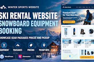 ski rental website design snowboard equipment winter travel booking website