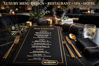 design luxury minimal menu and price list