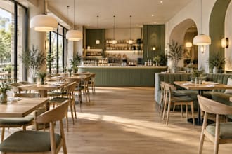 design restaurant interior and cafe 3d rendering