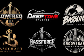 design a professional, bass guitar, music, band, musician, or studio bass logo
