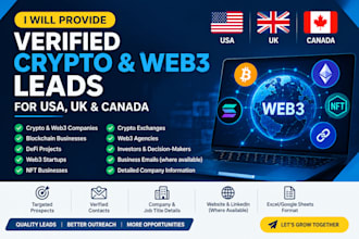 provide verified crypto and web3 leads for USA UK canada