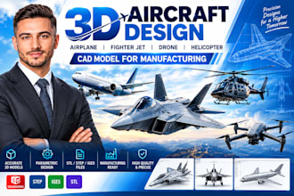 3d aircraft design airplane fighter jet drone helicopter model for manufacturing