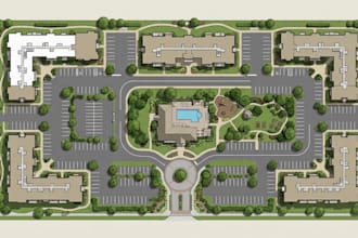 design multifamily apartment site plans with parking and landscape