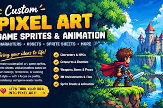 create and design pixel art, pixel sprites, spritesheet and pixel art animation