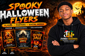 design spooky halloween flyers, posters and social media promos
