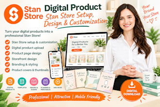 set up and design your stan store and digital products