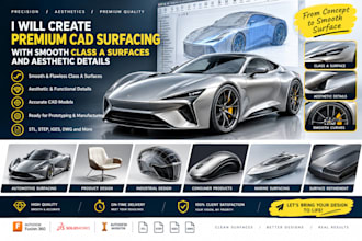 create premium cad surfacing with smooth class a surfaces and aesthetic details