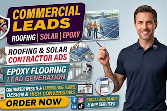 commercial roofing leads solar epoxy flooring contractor website landing page fb